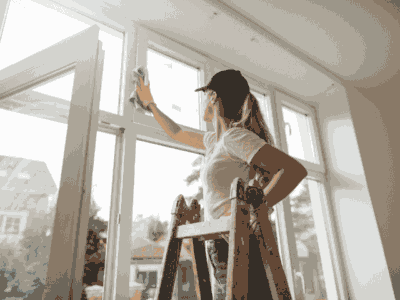 Fenster werden geputzt